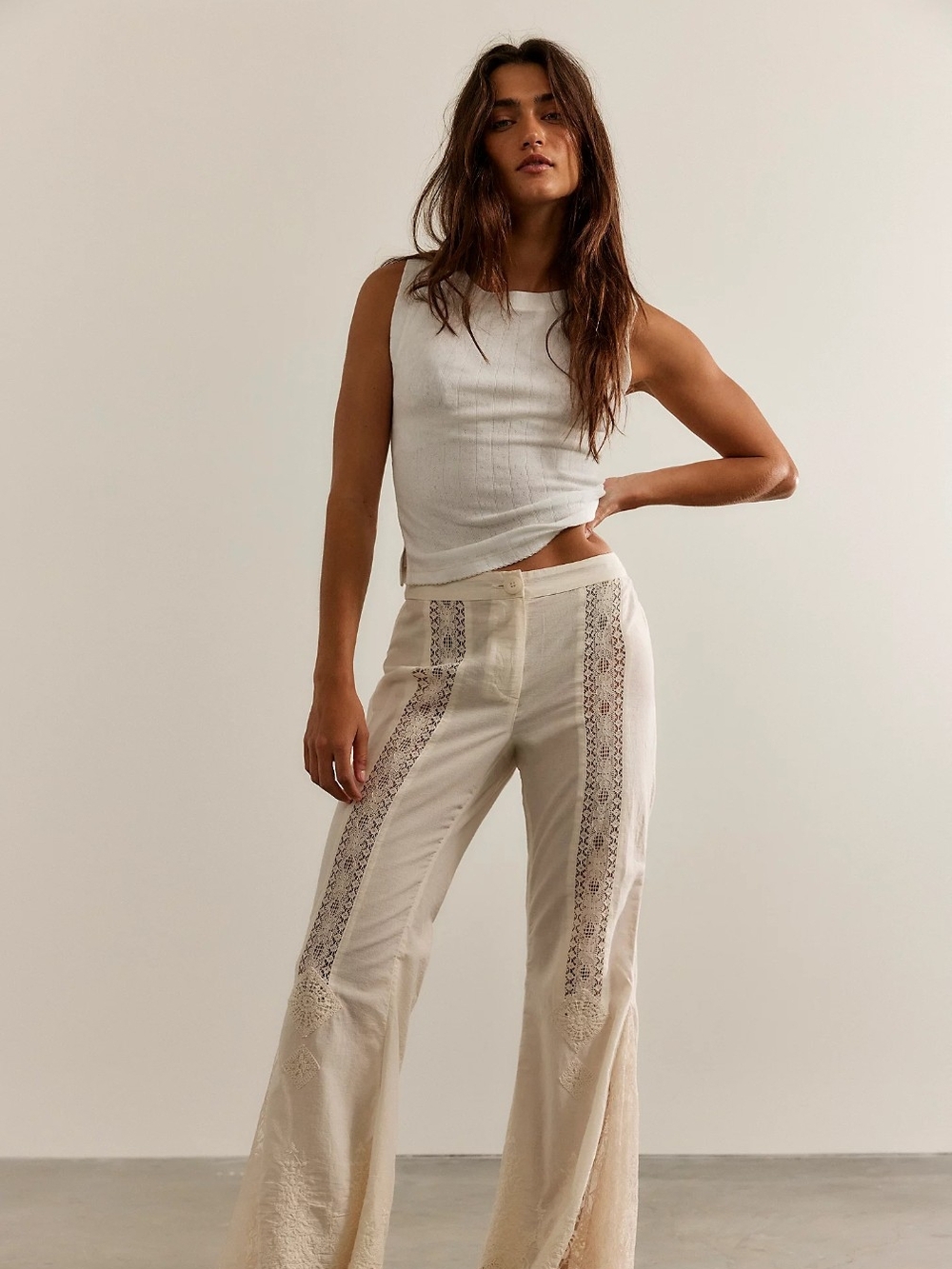 NWT Free People Aliyah Lace Flair Women's Pants 14